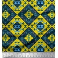 thumbnail image 1 of Soimoi Yellow Viscose Chiffon Fabric Check & Geometric Printed Fabric 1 Yard 42 Inch Wide, 1 of 1