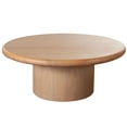 thumbnail image 2 of Benjara Camy Coffee Table- 41" Round Top and Pedestal Base- Light Oak Brown, 2 of 6