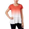 thumbnail image 1 of Style & Co. Womens Dip-Dye Basic T-Shirt, White, Small, 1 of 1