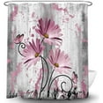 thumbnail image 4 of Rustic Farmhouse Shower Curtain, Farm Pink Grey Daisy Floral Flowers and Butterfly on Country Wooden Shower Curtain for Bathroom, Gray White Shower Curtain with Hooks, 36X70IN, 4 of 5