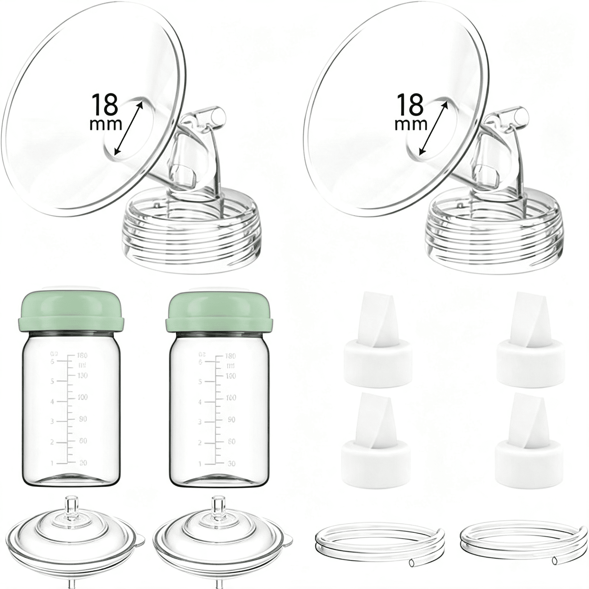 XIRQI 18Mm Pump Parts Compatible with S1 S2 9 Plus,Flange | Replacement Kit Lncludes Duckbill Valve,Tube,Backflow Protector Comfortable Fit 18Mm Flange