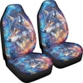 thumbnail image 3 of XYZCANDO Front Seats Protector Polyester Car Seat Covers Car Accessories Durable Washable SUV Van, Colorful Wolf Pattern, 3 of 10