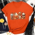 thumbnail image 2 of Plus Size Women T Shirts Thanksgiving Print T-shirt Top Round Neck Short Sleeve T-shirt Top Coffee Print Tops winter, 2 of 5