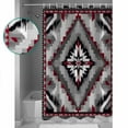thumbnail image 3 of Extra Long Shower Curtain 72x84 Inch, Boho Red Grey Shower Curtain Waterproof Bathroom Decor Geometric Retro Southwestern Ethnic Fabric Bath Curtain Set Accessories with Hooks, 3 of 6