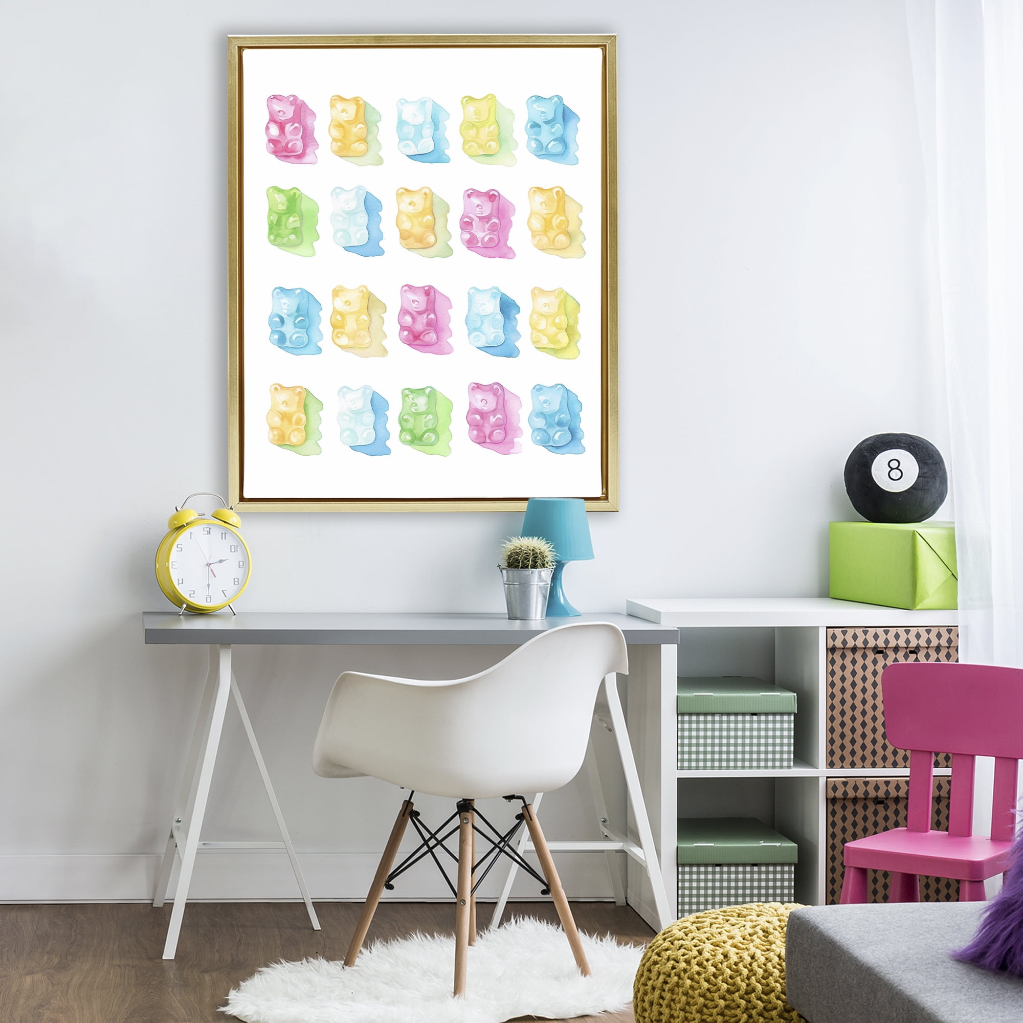 Pastel Candy Bears Collection Gold Framed Floater Canvas Wall Art, design by Lil' Rue