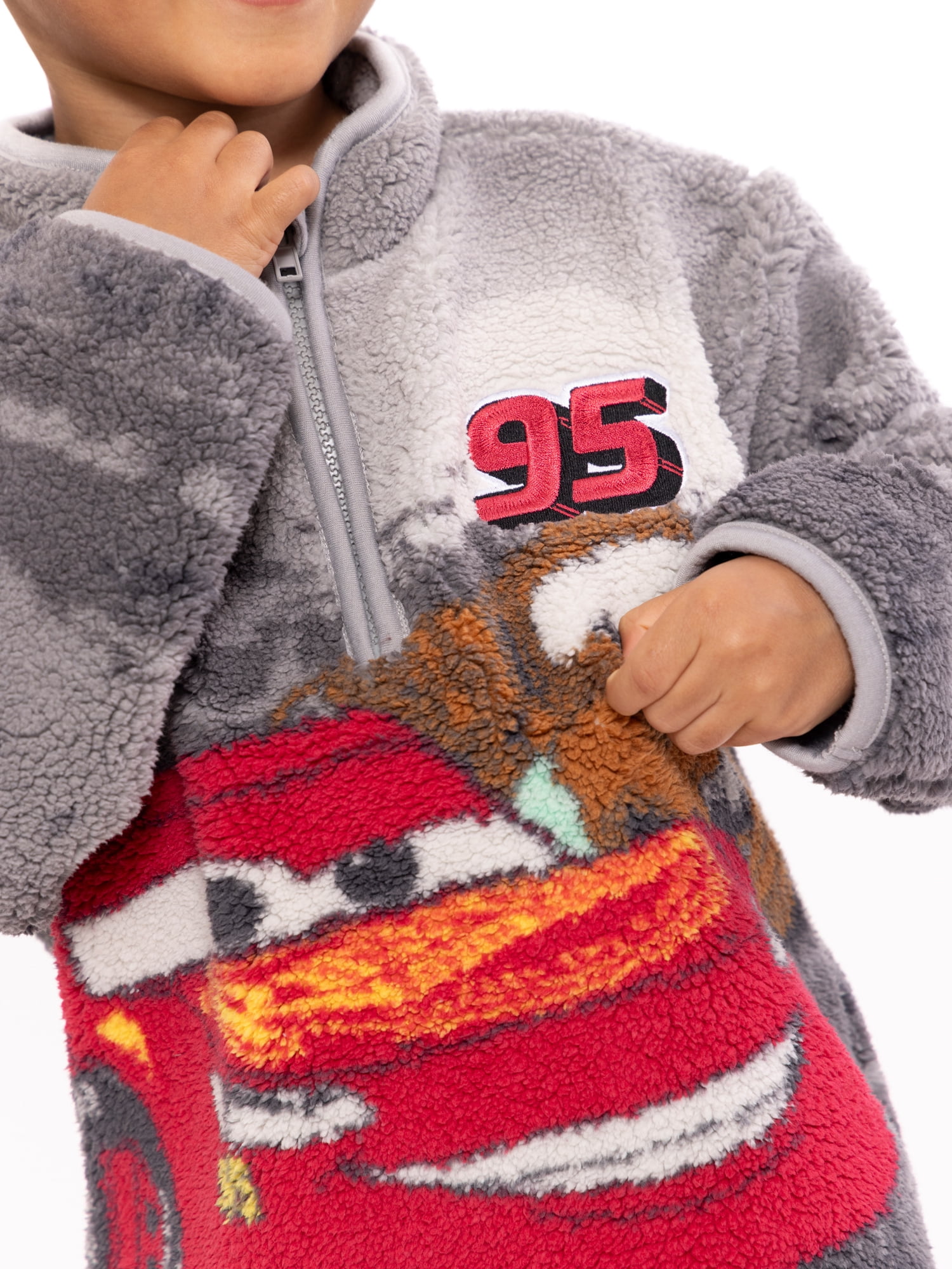 Disney Pixar Cars Toddler Boys Plush Fleece Half Zip Sweatshirt, Sizes 12M-5T
