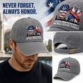 thumbnail image 7 of JULMCOMO 9/11 25th Anniversary Washed Cotton Baseball Cap We Will Never Forget Remember Patriotic Hat American Flag 2001‑2026 Hat for Men Women Gray, 7 of 7