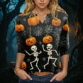 thumbnail image 2 of Towmus 3/4 Length Sleeve Womens Tops Halloween Pumpkin T-Shirts Thanksgiving Graphic Casual Dressy Top Under $10, 2 of 5