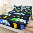 thumbnail image 4 of Manfei Recycling Truck Pattern Queen Sheets,Green Theme Queen Sheet Sets,4-Piece,1 Flat Sheet, 1 Fitted Sheet and 2 Pillowcases, 4 of 6