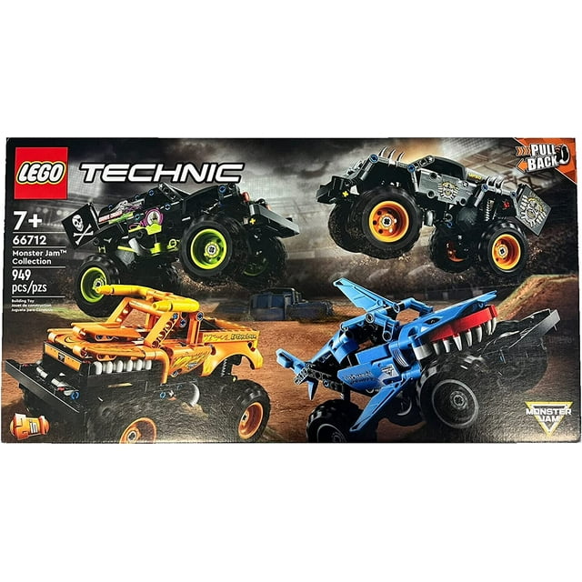 LEGO Technic Collection Monster Jam 66712 Modèle, Kit de Construction, Jouet 2-en-1 à Rétrofriction, Mégalodon, Creuseur de Tombe, El Toro Loco et Camions Monstres Max-D, 7+, 949 Pcs (2022), Multicolore