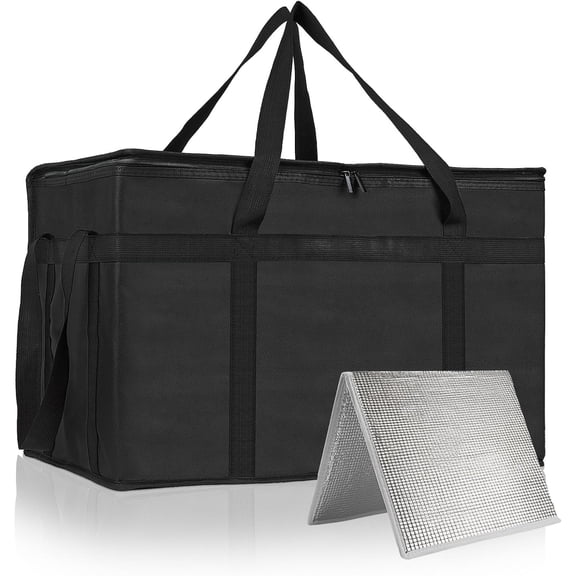 AOMRCOL Insulated Bags for Food Delivery with Hard Bottom,Xxxl Pizza Cooler Bags | Heavy Duty,Collapsible,Large Capacity,Styrofoam Carrier for Catering,Grocery Shopping,Picnics,Takeout,Camping