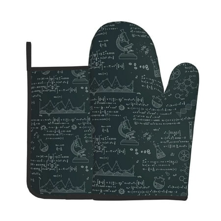 

Xecao Chemical Pattern Oven Mitts and Pot Holders Sets Heat Resistant Silicone Oven Mittens Extra Thicken Long Kitchen Cotton Oven Glove for Cooking