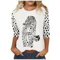 thumbnail image 2 of Puntoco - Camiseta holgada con estampado de moda para mujer, blusa de manga 3/4 de longitud media, cuello redondo, tops casuales Puntoco Puntoco-3489, 2 of 5