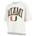 thumbnail image 2 of Women's Pressbox White Miami Hurricanes Nelson Arch Over Logo Waist Length Oversized Slub T-Shirt, 2 of 3