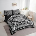 thumbnail image 3 of Manfei bohemian Flowers 7-Piece Twin Bedding Sets,Victorian Baroque Damask Bedding Comforter Set,White Black Sheet Sets For Girls Kids,Luxury Bedroom Decor Reversible, 3 of 8