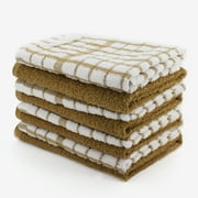 Howarmer Set of 8 Terry Dish Cloths, 100% Cotton 14 x 14 Inches Super Soft and Absorbent Dish Rags, Tea Towels, Hand Towels for Kitchen, Perfect for Household and Commercial Uses, Brown