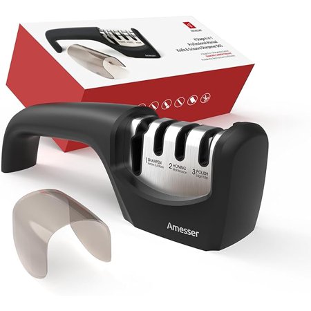Knife Sharpener, Amesser 4-in-1 Kitchen Knife Sharpener Effortlessly Sharpen Restore, Hone, and Polish Blades Quickly for Kitchen Knives, Pocket Knives, Chef's & Serrated Knives, Scissors