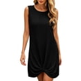 thumbnail image 3 of Bxsruta Women's Sleeveless Twist Knot Tunic Dress - Casual Crew Neck Knit Summer Mini Dress, Pullover Lightweight Soft Breathable Stretchy and Comfortable Fabric for Everyday Wear, 3 of 7