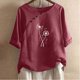 thumbnail image 2 of Blusas de Manga Corta para las Mujeres Impreso Cuello Redondo Camiseta, Top de Algodón de Imitación Casual para el Hogar Y Diario, 2 of 4