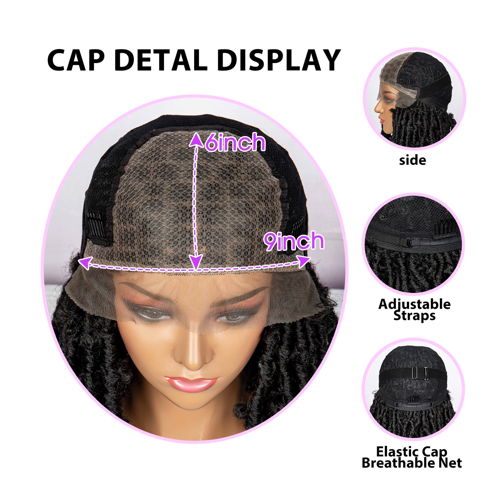 Synthetic Dreadlocks Knotless Braided Wigs Lace Frontal Wig for Black Women Short Bob 16 Inches Natural Black Locs Crochets Braiding Wigs
