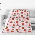 thumbnail image 4 of Salouo Floral Strawberr Print Bed Blankets,Flannel Blanket Comfortable Air Conditioning Blanket Lightweight Blanket for Sofa Bed Travel & Couch -80"x60", 4 of 8