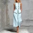 thumbnail image 3 of MLCDZ Womens 2 Piece Short Sets Round Neck Sleeveless Tank Top with Wide Leg Capri Pants with Pockets Matching Summer Hiking Outfits, 3 of 7