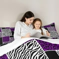 thumbnail image 5 of jejeloiu Chic Zebra Pattern Bedding Comforter Set,Jungle Cheetah Pattern Twin Comforter Sets,Purple White Black Grid Bedding Set For Men Women,Super Cozy Room Decor,2 Pieces, 5 of 8
