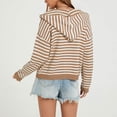thumbnail image 7 of Gamivast Striped Hoodies for Women Zip up Knit Cardigan Sweaters Long Sleeve Casual Drop Shoulder Fall Outerwear Lightweight Comfy Jackets Khaki S, 7 of 7