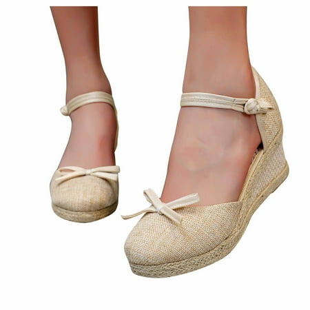 

Women s Closed Toe Platform Sandals Summer Buckle Ankle Strap Espadrilles Wedge Sandals