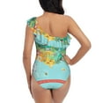 thumbnail image 5 of Pofeuu USA Tourist Map Print Women's One Piece Swimsuits One Shoulder Swimwear Asymmetric Ruffle Monokinis Bathing Suits-Large, 5 of 6