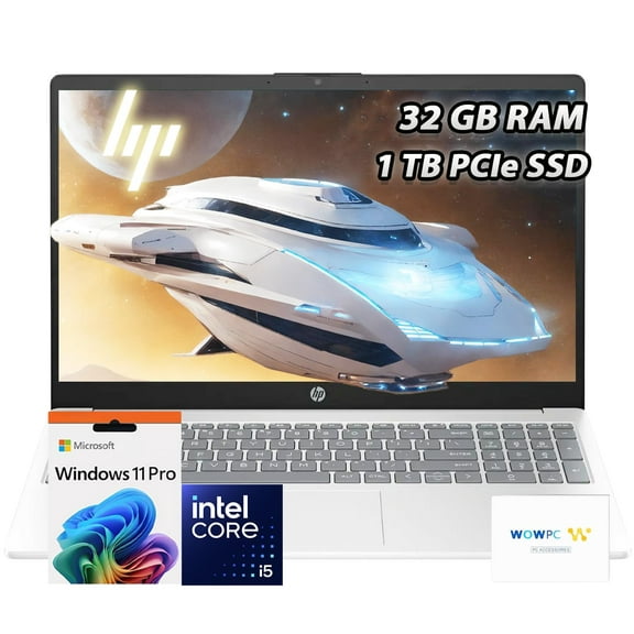 HP Pavilion 15.6" FHD Laptop | 32GB RAM * 1TB PCIe SSD | Intel Core i5-1235U (10 Core) Processor | Copilot & AI Ready | Bluetooth | HDMI | Wi-Fi 6 | Windows 11 Pro | WOWPC Recovery USB