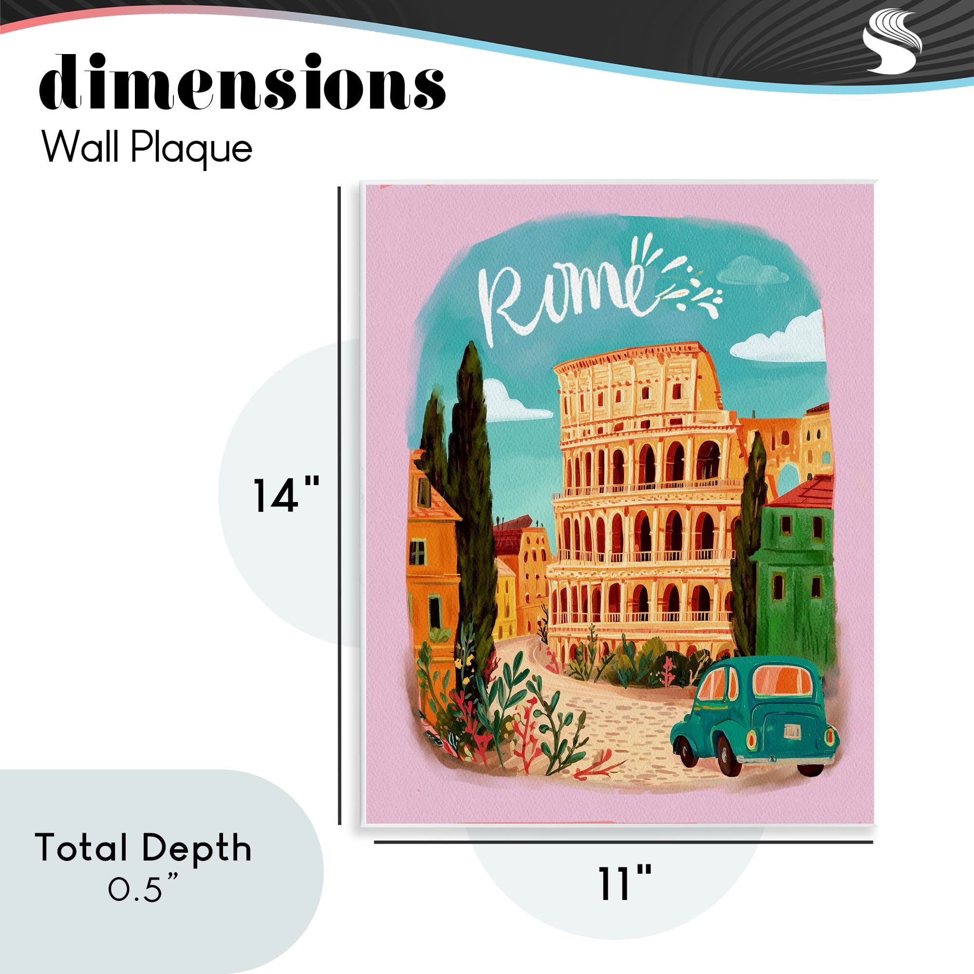 Rome Travel Spot Architecture Wall Plaque Art, design by Yen
