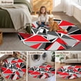 thumbnail image 6 of Color Block Triangle Round Area&nbsp;Rug 8ft Black Red Stitching Non-Slip&nbsp;Washable Circle Rugs Soft Felt Indoor Floor Mat for Bedroom Kitchen Living Room Bathroom, 6 of 9