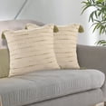 thumbnail image 2 of Laddha Home Designs Handwoven Reversible Striped Throw Pillow - 20" - Beige and Green - Set of 2, 2 of 4