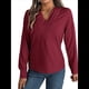 thumbnail image 3 of Blusa Plisada de Larga con Cuello en V para Mujer, Ideal para Oficina Rojo S, 3 of 8