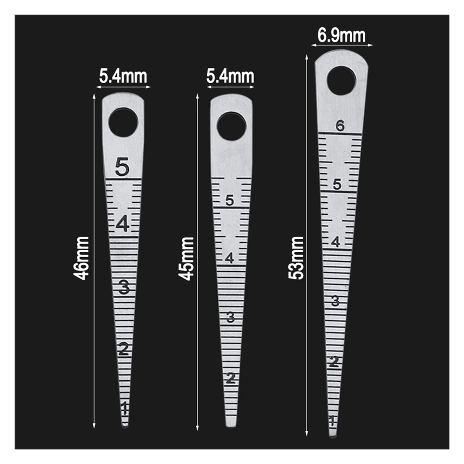 6pcs/set Stainless Steel Taper Gauge 0mm-7mm Aperture Scale Wedge Feeler Gauge Aperture Scale Hole Inspection Measuring Ruler ,Corrosion-Resistant