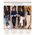 thumbnail image 6 of QUALFORT Women's 100% Cotton Cable Knit Sweater, Crew Neck Lightweight Pullover Sweater for Women, Long Sleeve Knit Top, Navy S, 6 of 7