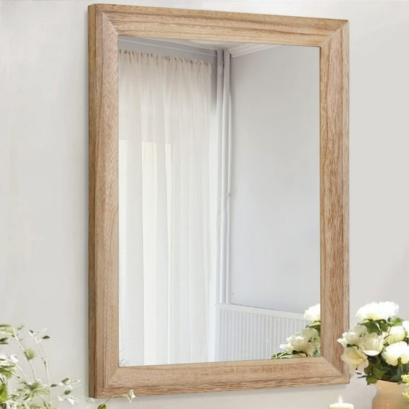 AAZZKANG Miroirs Rustiques pour Mur 20"x16 Pouces Miroir Rectangulaire à Cadre en Bois Miroir de Style Ferme pour Chambre Salle de Bain Miroir Décoratif Suspendu