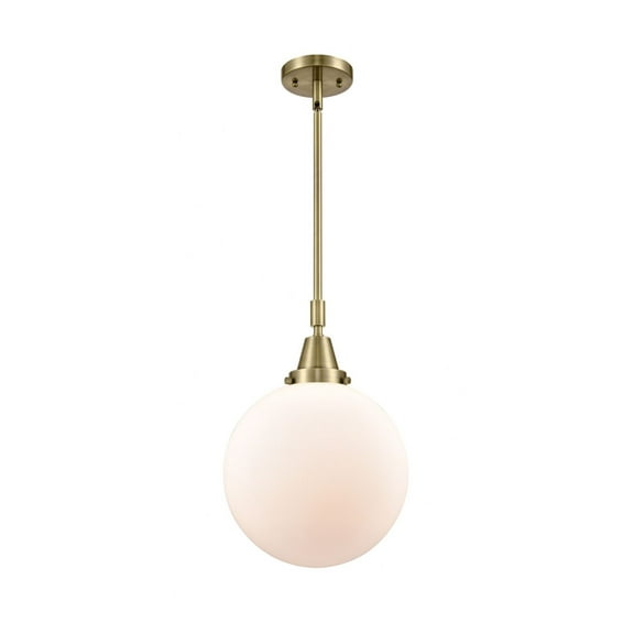447-1S-AB-G201-10 Innovations Lighting Beacon - 1 Light Stem Hung Mini Pendant In Industrial Style-14.13 Inches Tall and 10 Inches Wide-Antique Brass