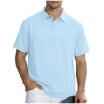 thumbnail image 3 of IhhxPro Men's Linen Collared Shirt Short Sleeve Button Detail Casual Business Top Relaxed Fit Summer Office Wear Lightweight Breathable Solid S-3XL, 3 of 7