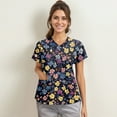 thumbnail image 5 of LHVUOA Summer Scrubs for Women Floral Printed V Neck Short Sleeve T Shirts Comfy Working Uniforms with Pockets, 5 of 6