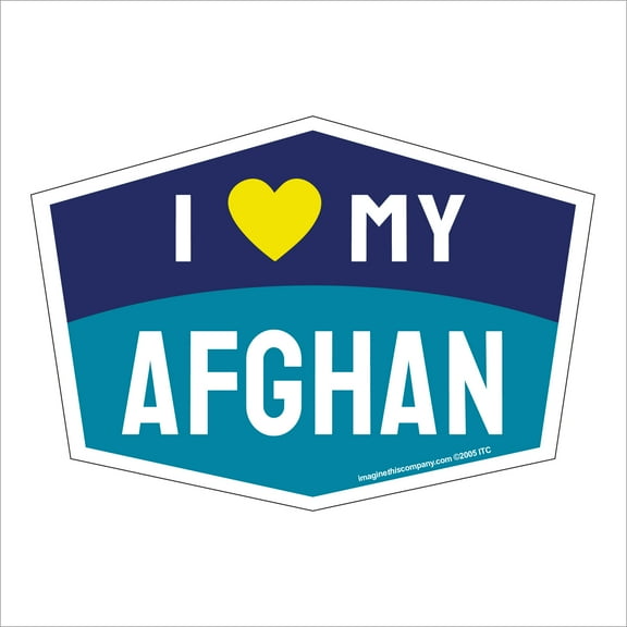 I Love My Afghan Hexagon Shaped Magnet