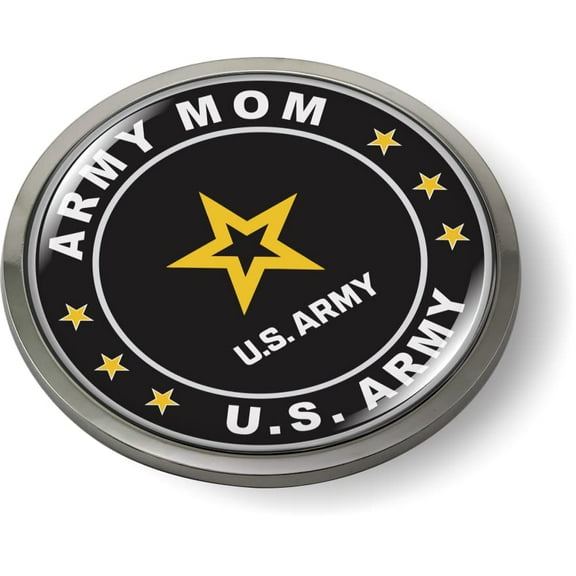 BestLicensePlateFrames - US Army Mom CAR Emblem 3D Domed Badge Sticker with Chrome Metal Bezel - Official U.S. Army Licensed Product