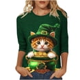 thumbnail image 2 of T-Shirt à Col Rond Imprimé de la Saint-Patrick pour Femmes, Manches Trois Quarts 3/4, Coupe Ample, 2 of 5