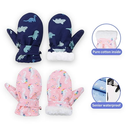 

kpoplk Boys Small Winter Gloves Soft Toddler Mittens Water-proof Winter Gloves Toddler Snow Cartoon Gloves for Kids Baby Winter(N)