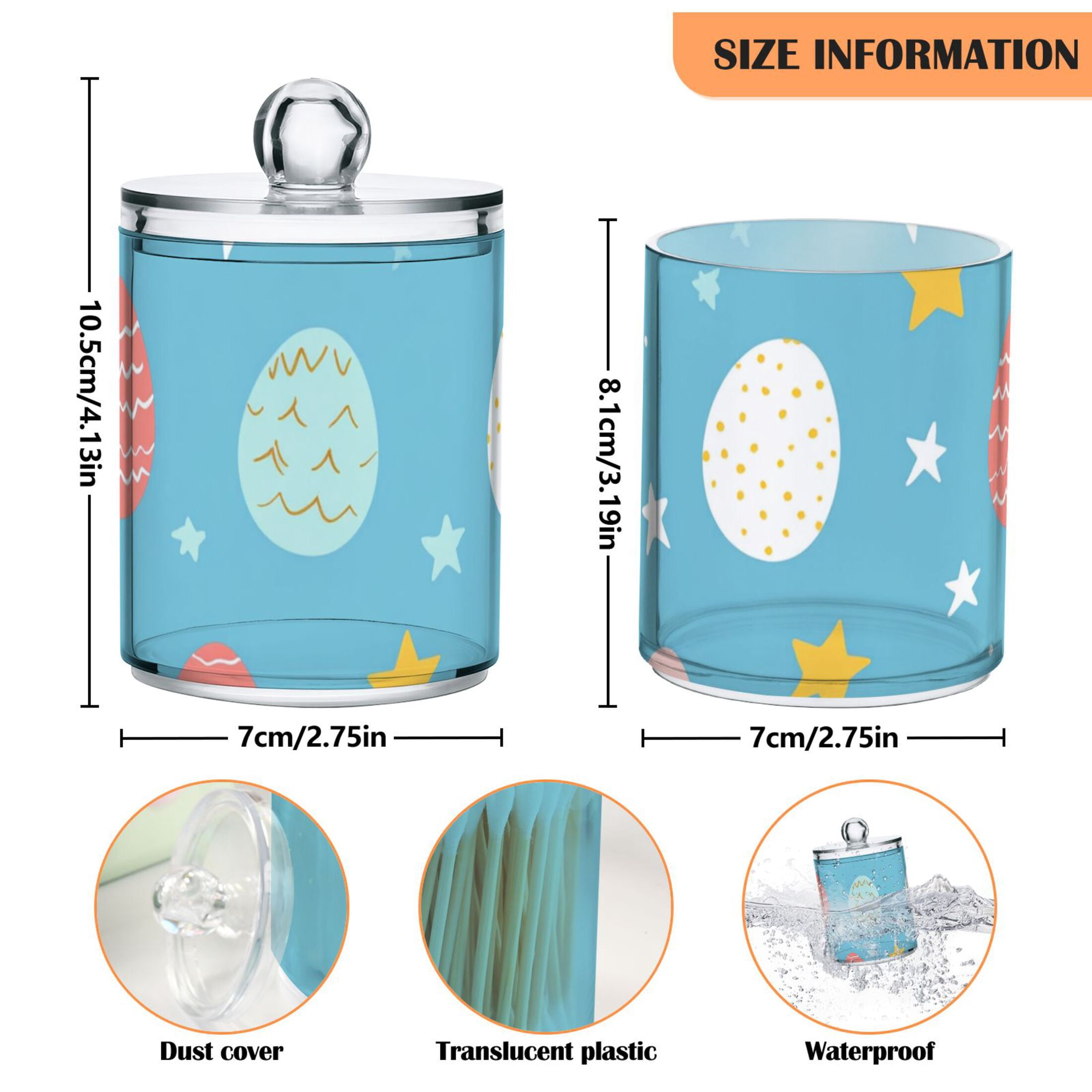 Ckdifva Easter Eggs Storage Jar with Lid Acrylic Organization Storage Containers Set of 4