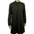 thumbnail image 1 of Hijaz Men's Embroidered Plain Black Kurta Top Wrinkle Free Cotton Long Tunic - L, 1 of 4