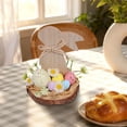 thumbnail image 2 of Easter Bunny Table Centerpiece, Rustic Wooden Rabbit Ornament with Bow, Round Wooden Plaque with Pastel Easter Eggs and Daisies, Farmhouse Table Sign for Seasonal Holiday Home Decor, 2 of 5