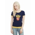 thumbnail image 4 of YEMAK Women's Short Sleeve Crewneck French Fries Print Casual T-Shirt Sweater MK32002-NAVY-M, 4 of 6