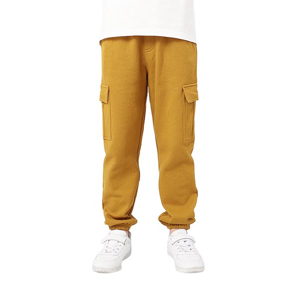 Kiijoy Big Girls Cotton Cargo Pants Casual Sports Sweatpants Kids Joggers, Sizes 9-10